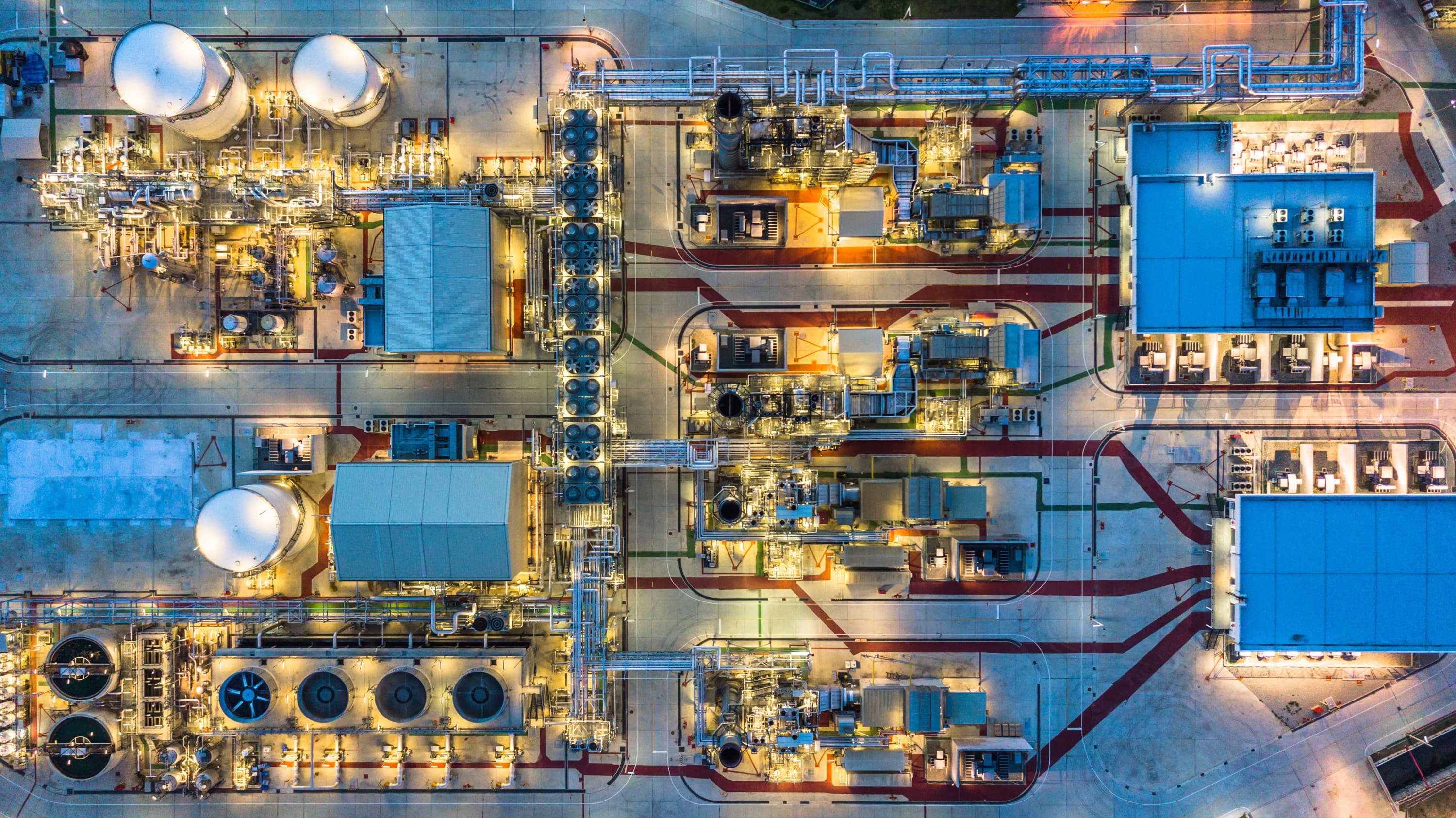 Aerial view of an industrial energetics campus